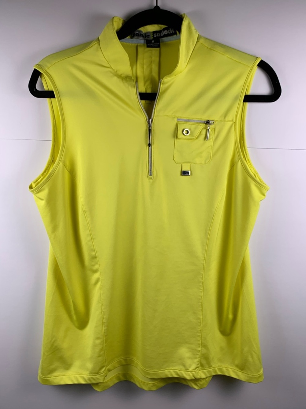 Jamie Sadock Golf Neon Yellow Sleeveless Golf Top 1/4 Zip Stretch Size M
